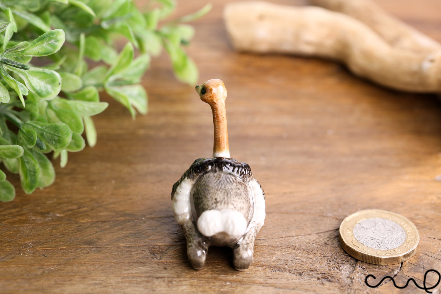 Ceramic Hand-painted Ostrich Family Birds Ornament Figurine In Gloss Pottery Collectable Gift