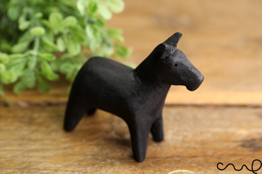 Hand-carved Handmade Black Wooden Horse Donkey Craft Art Colouring Horses Decor