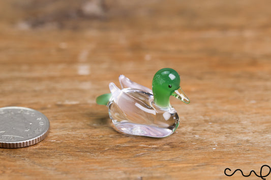 Handmade Little Glass Duck Green Head Garden Decor Home Ornament Gift Terrarium