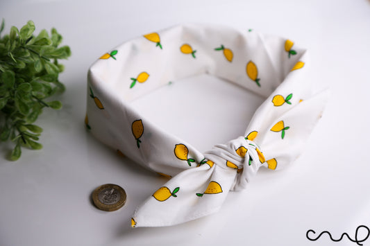 Handmade Cotton Bandana Lemon Retro Vintage Chic Unique Headband Neck Scarf AC
