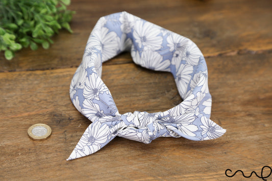 Handmade Cotton Light Blue Floral Retro Bandana Headband Neck Scarf Gift AF