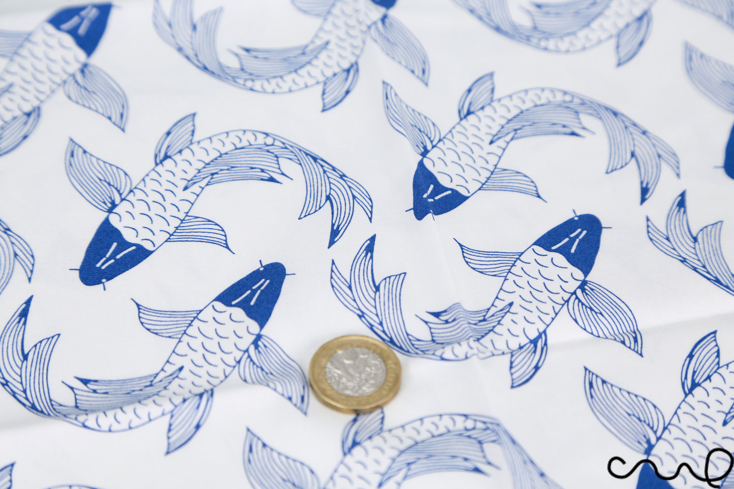 Handmade Cotton Blue & White Koi Fish Bandana Unique Headband Neck Scarf Gift AH