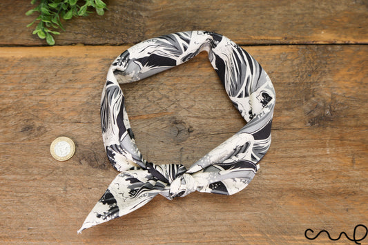 Handmade Cotton Black & White Bandana Japanese Style Headband Neck Scarf Gift AI