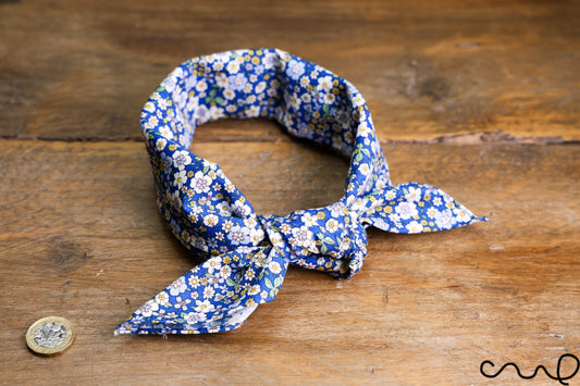 Handmade Cotton Blue Ditsy Floral Bandana Retro Vintage Chic Party Headband Scarf AN