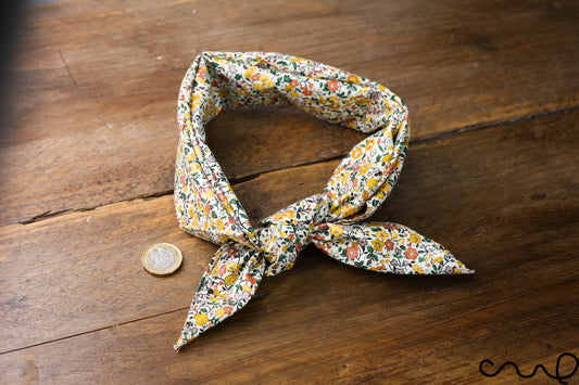 Handmade Cotton Yellow Ditsy Floral Bandana Vintage Chic Unique Headband Neck Scarf L