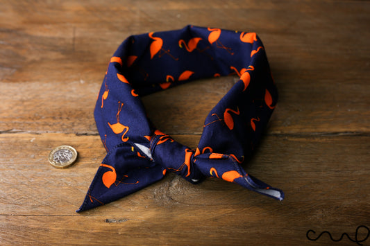 Handmade Cotton Flamingo Navy Bandana Retro Chic Unique Headband Neck Scarf P