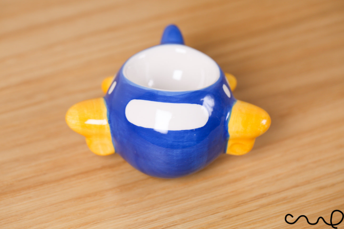 NEW Hand-painted Cute Retro Style Ceramic Blue Aeroplane Egg Cup Holder Gift