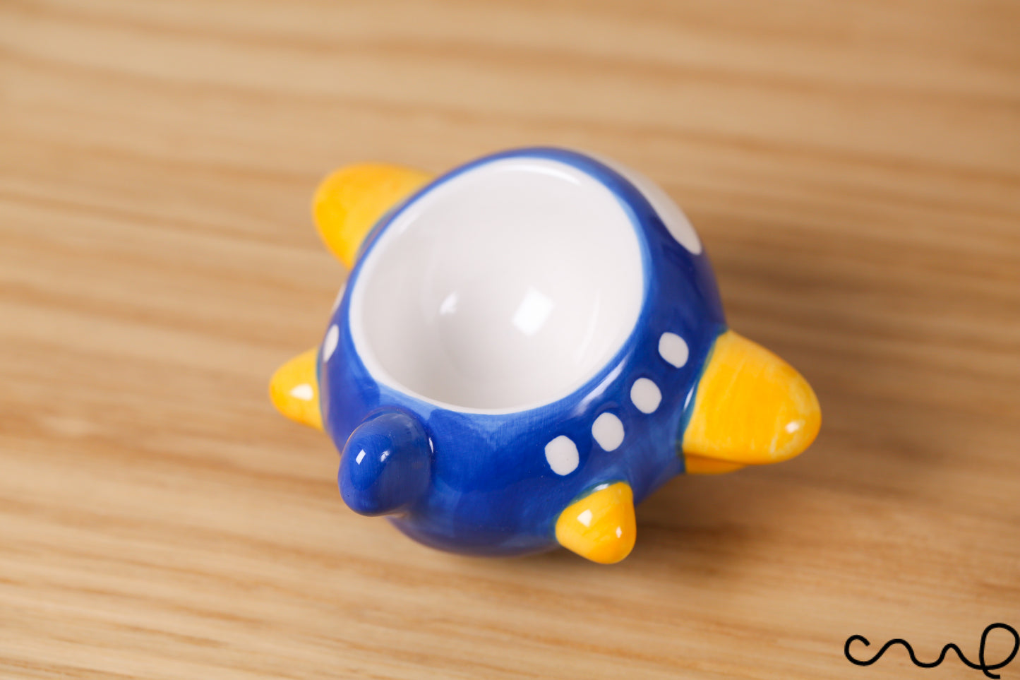 NEW Hand-painted Cute Retro Style Ceramic Blue Aeroplane Egg Cup Holder Gift