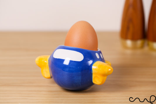 NEW Hand-painted Cute Retro Style Ceramic Blue Aeroplane Egg Cup Holder Gift
