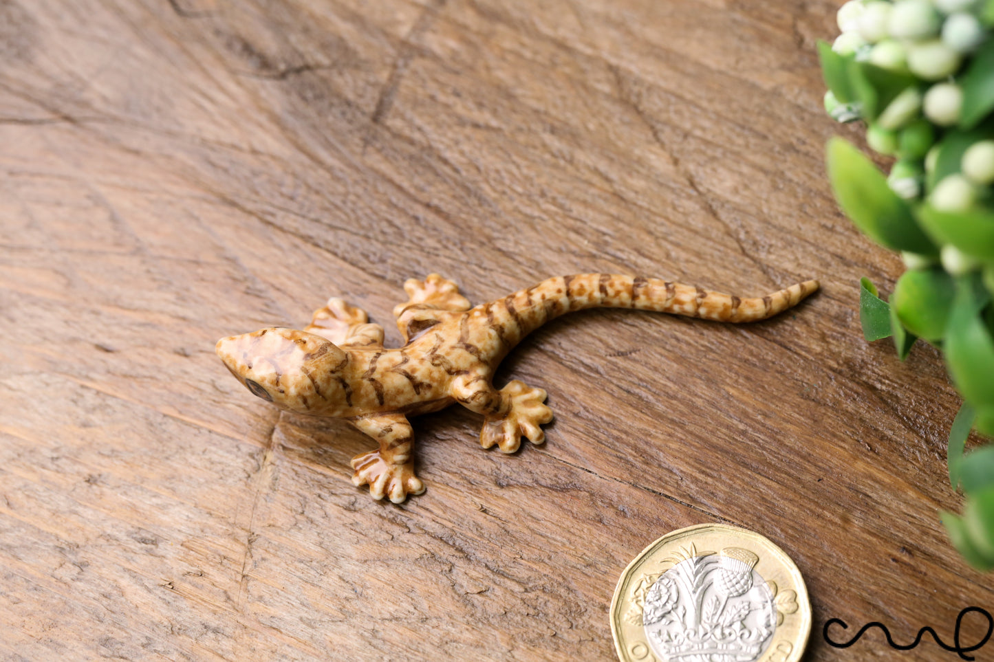 Brown Ceramic Lizard Animal Figurine Pottery Ornament Collectable Gift Gecko