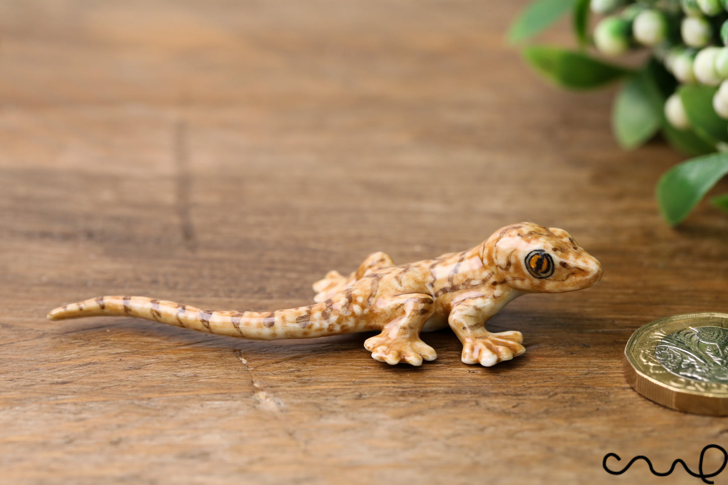Brown Ceramic Lizard Animal Figurine Pottery Ornament Collectable Gift Gecko