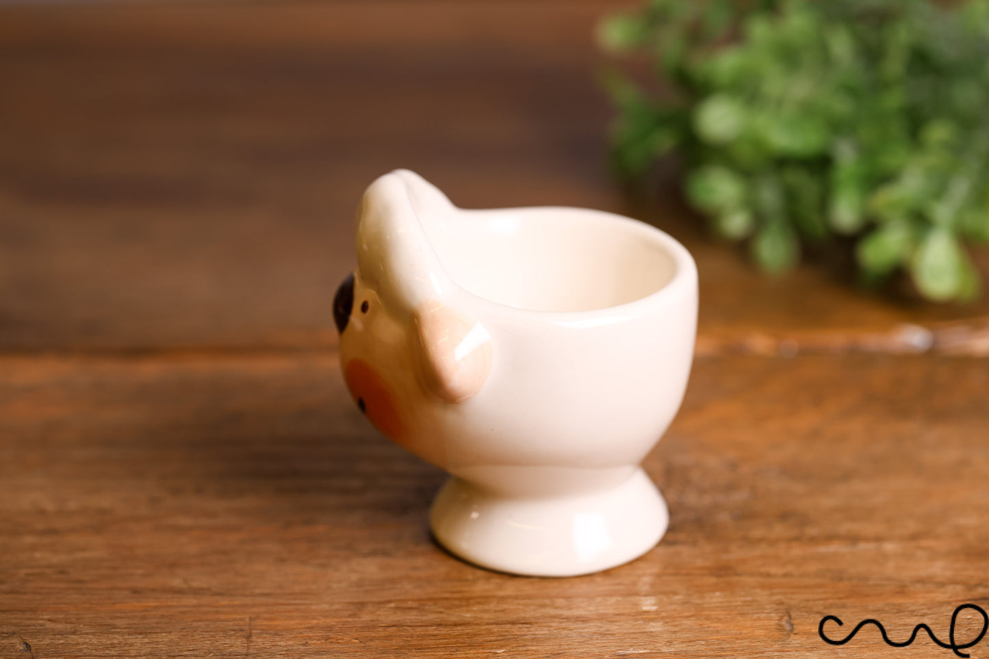 Handmade Sheep Egg Cups Ceramic Hand Painted Brown Nose White Breakfast Serving