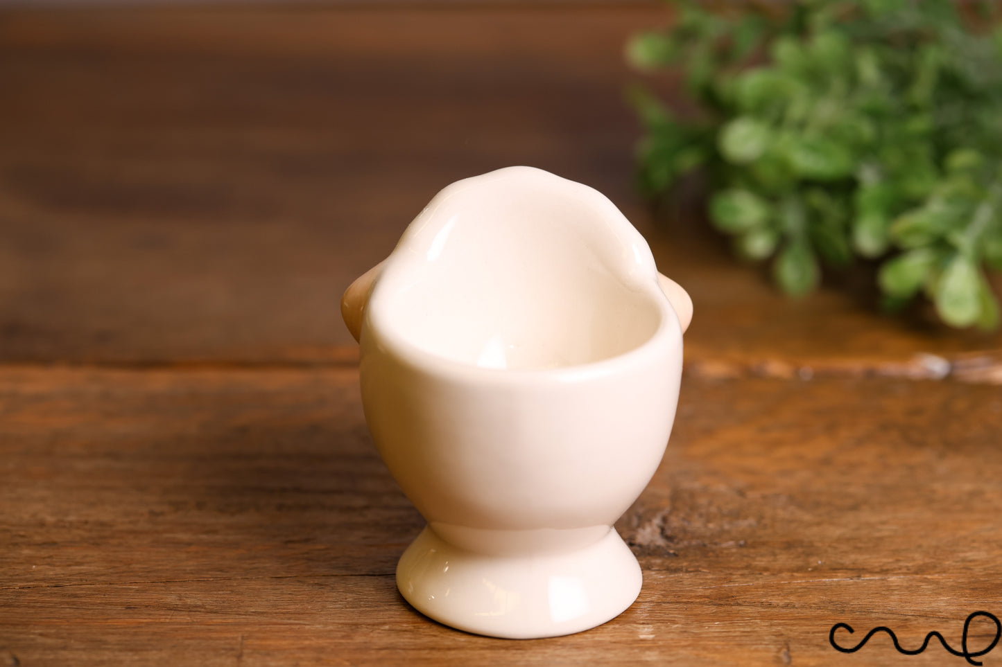 Handmade Sheep Egg Cups Ceramic Hand Painted Brown Nose White Breakfast Serving