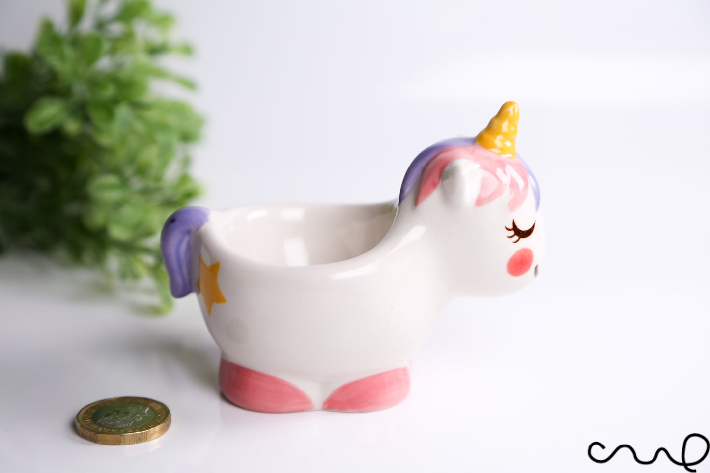 Hand Painted Ceramic Unicorn Egg Cups Breakfast Serving Gift
