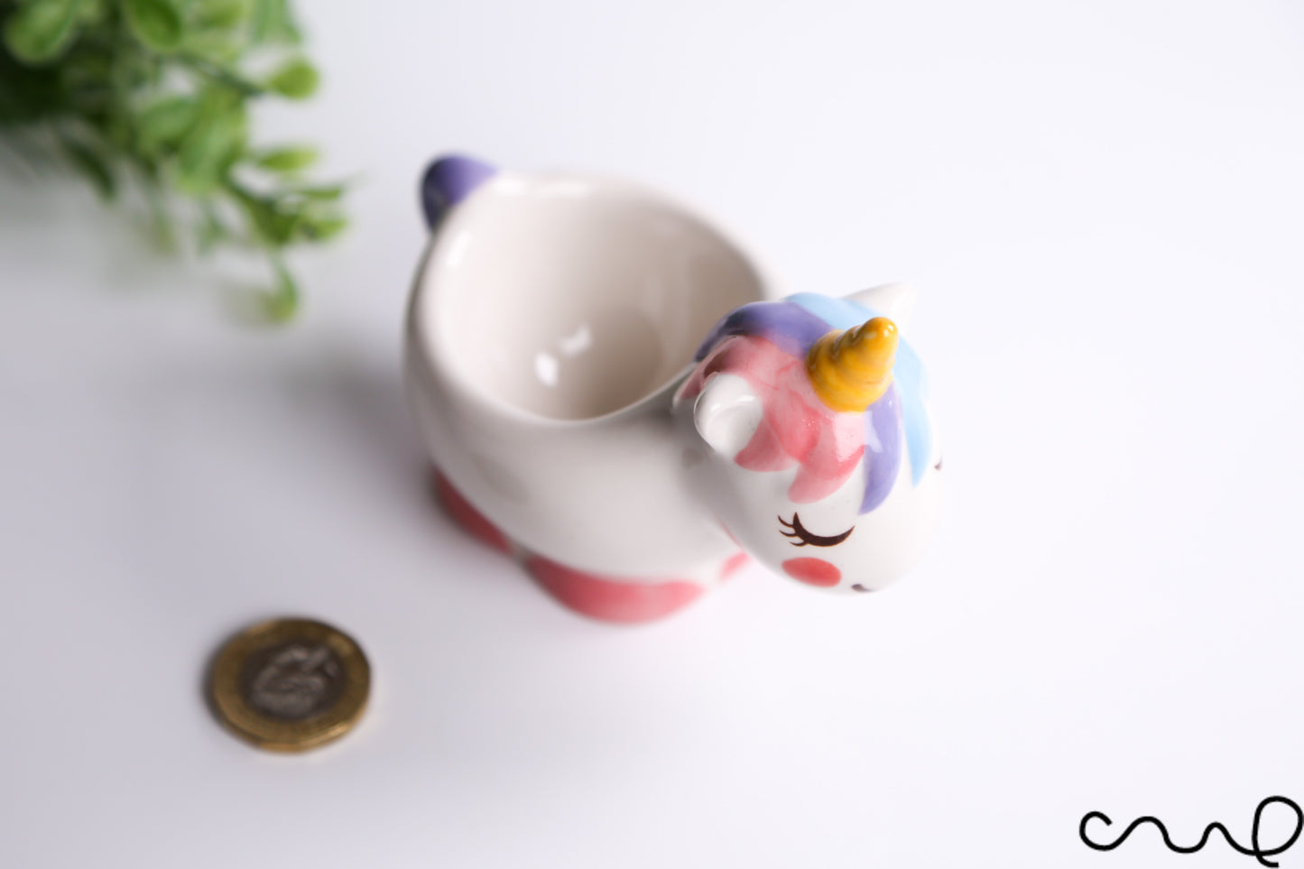 Hand Painted Ceramic Unicorn Egg Cups Breakfast Serving Gift