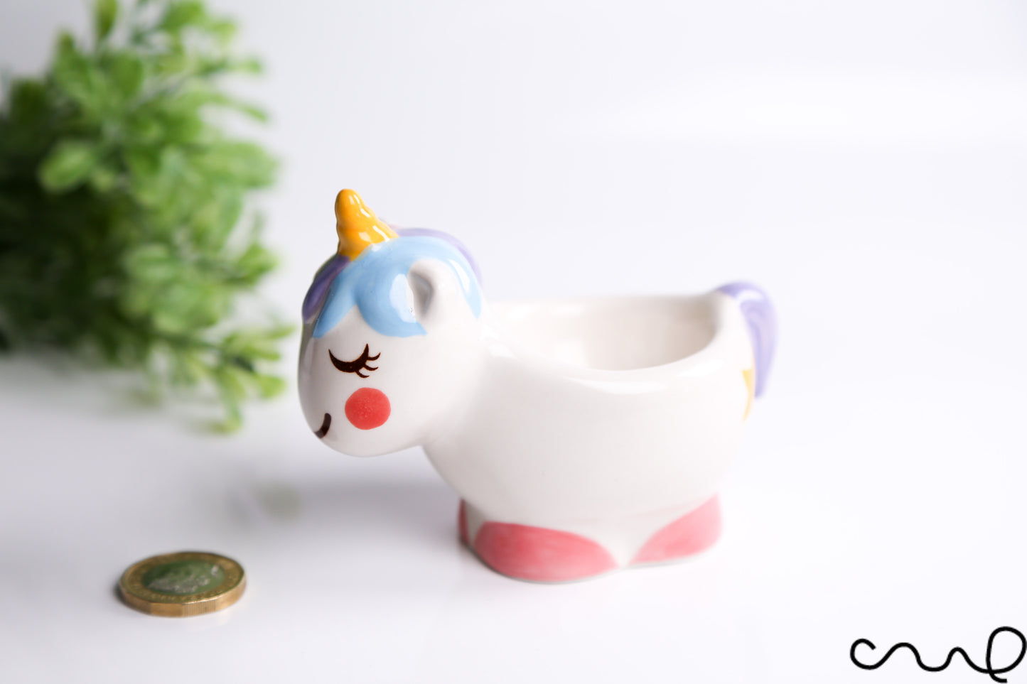Hand Painted Ceramic Unicorn Egg Cups Breakfast Serving Gift