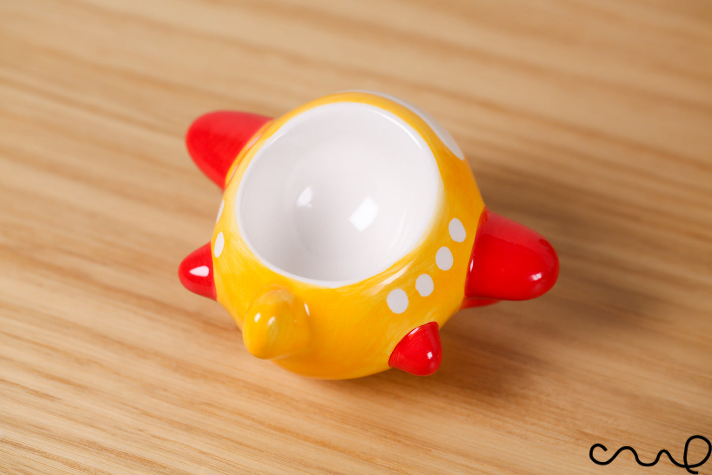 NEW Hand-painted Cute Retro Style Ceramic Yellow Aeroplane Egg Cup Holder Gift