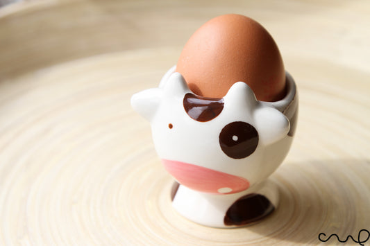 New Lovely Cute Hand Painted Cow Egg Cup Ceramic Animal Farm Cups Dining Kitchen