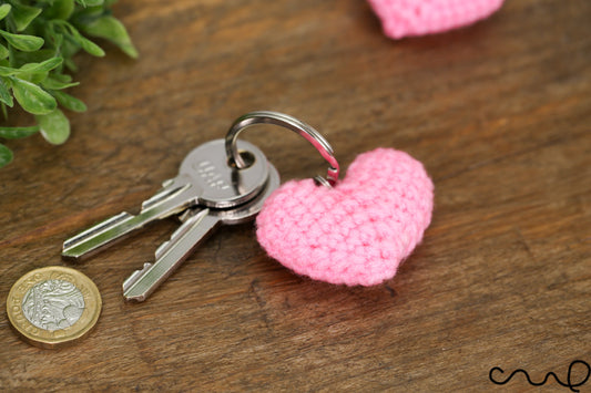 Handmade Crochet Red Heart Keyring Holder Fob Amigurumi Key Cover Gift Valentine Keyring Gift