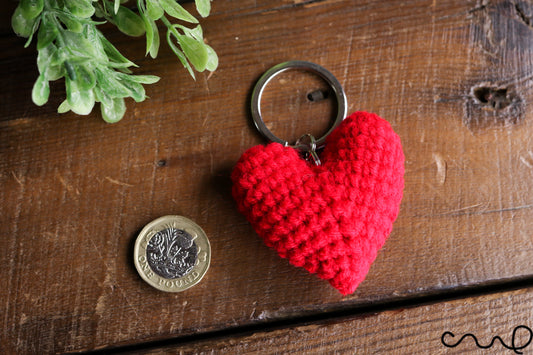Handmade Crochet Red Heart Keyring Holder Fob Amigurumi Key Cover Gift Valentine Keyring Gift