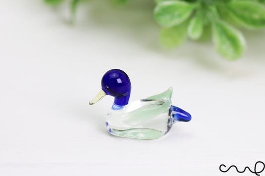 Handmade Little Glass Duck Blue Head Garden Decor Home Ornament Gift Terrarium