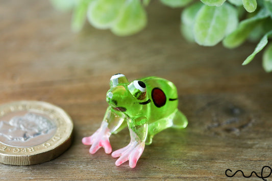 Handmade Green Little Glass Frog Gloss Terrarium Decor Ornament Gift Collectable