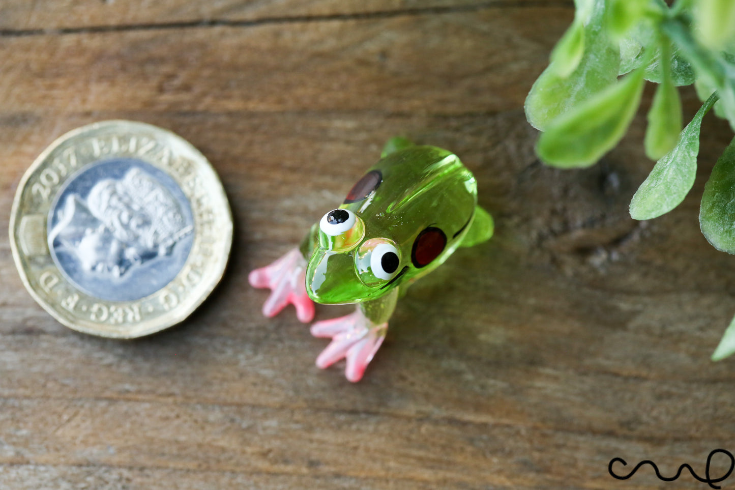 Handmade Green Little Glass Frog Gloss Terrarium Decor Ornament Gift Collectable
