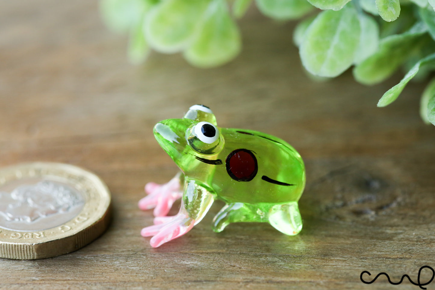 Handmade Green Little Glass Frog Gloss Terrarium Decor Ornament Gift Collectable