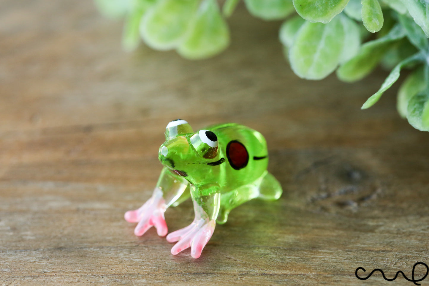 Handmade Green Little Glass Frog Gloss Terrarium Decor Ornament Gift Collectable