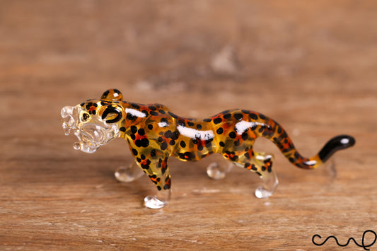 NEW Small Tiny Handmade Brown Spotty Glass Leopard Gloss Decor Terrarium Gift