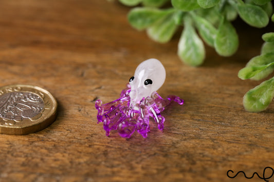 Handmade Pink Little Glass Octopus Gloss Garden Decor Ornament Gift Collection Terrariums