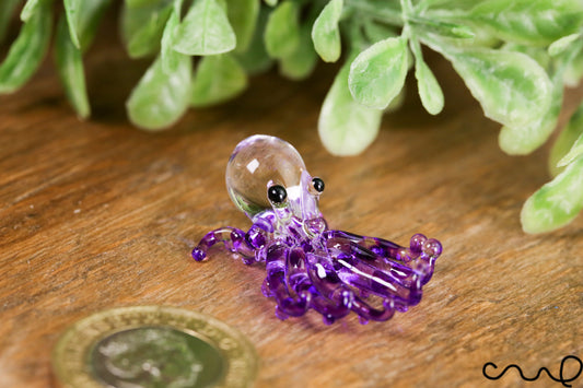 Handmade Purple Little Glass Octopus Gloss Garden Decor Ornament Gift Collection