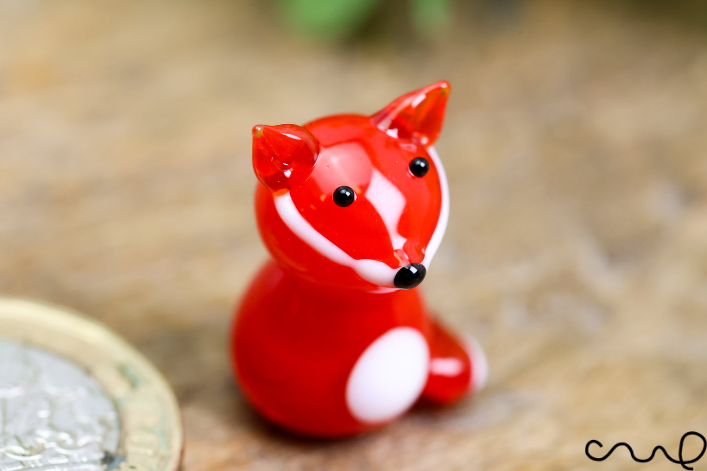 Handmade Mini Red Glass Fox Figure Handmade Animal Figurine Tiny Shelf Decor