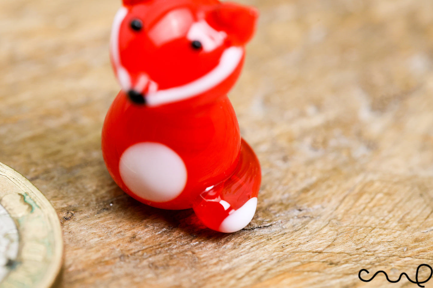 Handmade Mini Red Glass Fox Figure Handmade Animal Figurine Tiny Shelf Decor
