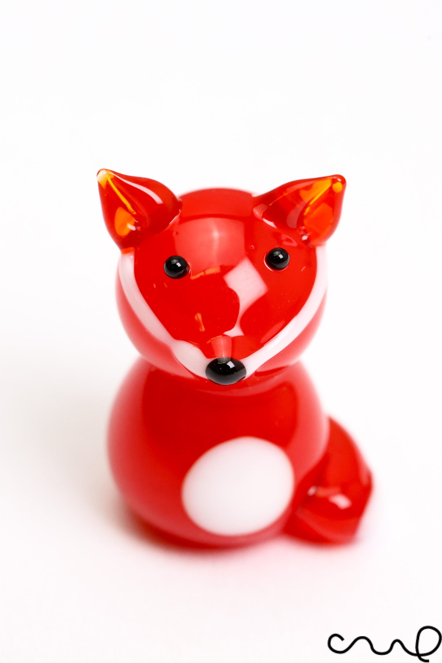 Handmade Mini Red Glass Fox Figure Handmade Animal Figurine Tiny Shelf Decor