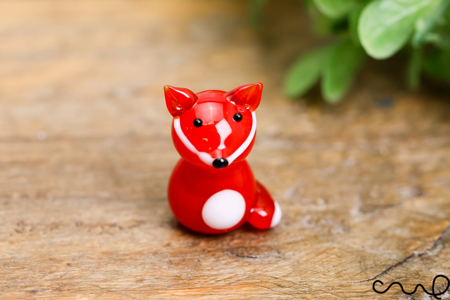 Handmade Mini Red Glass Fox Figure Handmade Animal Figurine Tiny Shelf Decor
