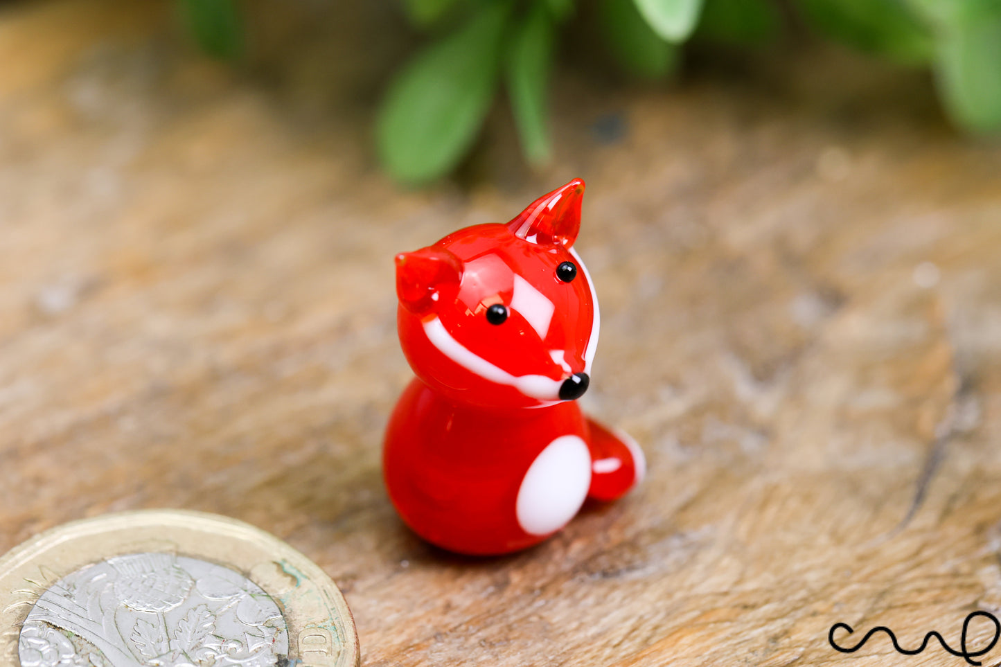 Handmade Mini Red Glass Fox Figure Handmade Animal Figurine Tiny Shelf Decor