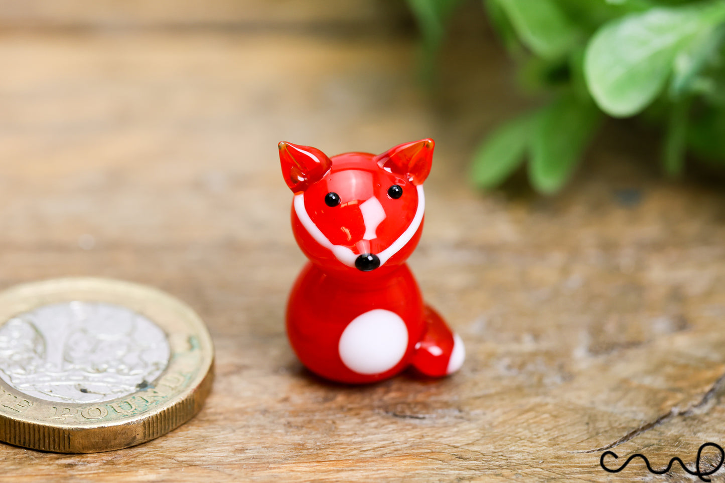 Handmade Mini Red Glass Fox Figure Handmade Animal Figurine Tiny Shelf Decor