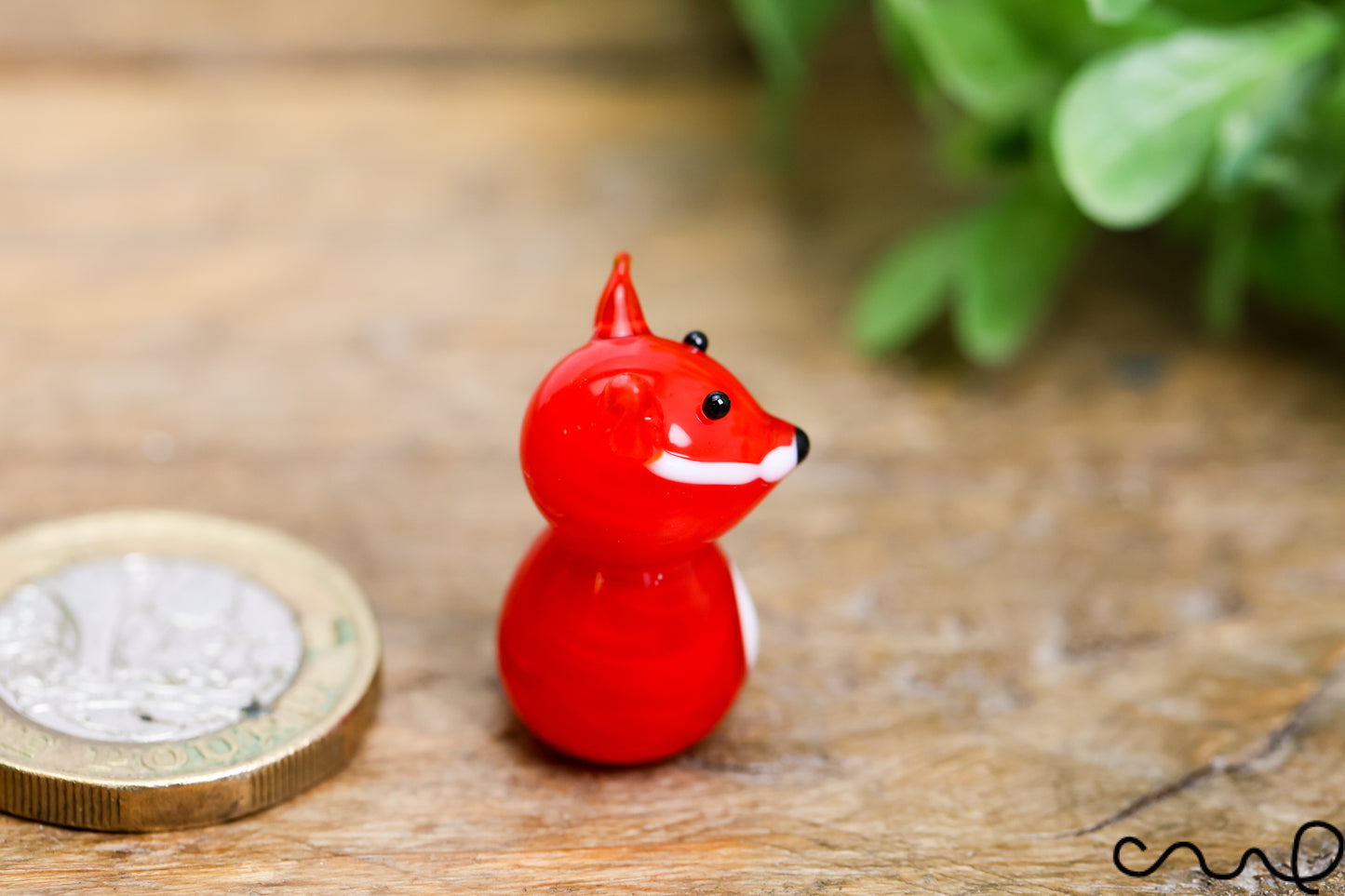 Handmade Mini Red Glass Fox Figure Handmade Animal Figurine Tiny Shelf Decor