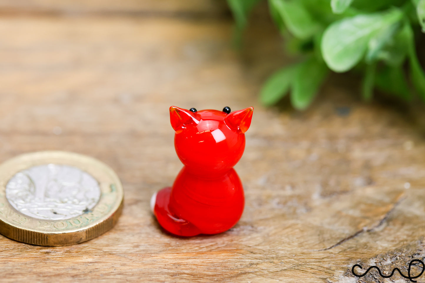 Handmade Mini Red Glass Fox Figure Handmade Animal Figurine Tiny Shelf Decor