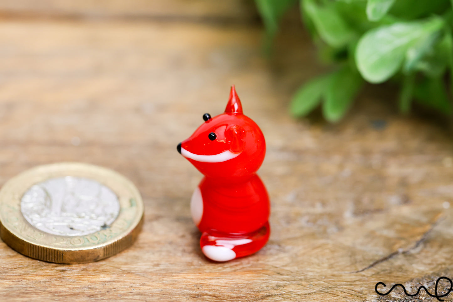 Handmade Mini Red Glass Fox Figure Handmade Animal Figurine Tiny Shelf Decor