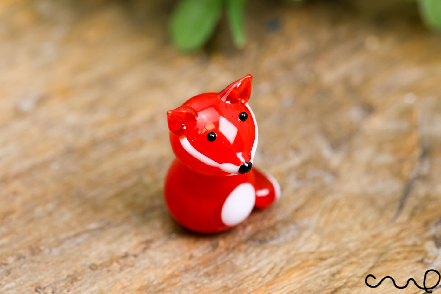 Handmade Mini Red Glass Fox Figure Handmade Animal Figurine Tiny Shelf Decor