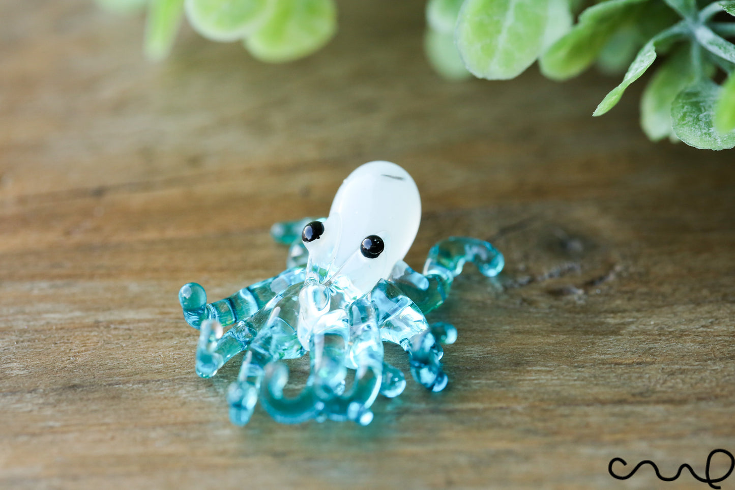 Handmade Turquoise Little Glass Octopus Gloss Terrarium Home Decor Ornament Gift