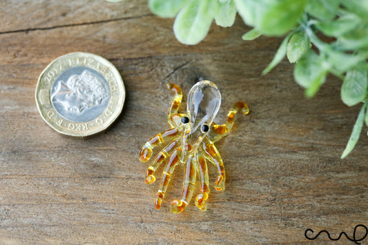 Handmade Yellow Little Glass Octopus Gloss Garden Decor Ornament Gift Terrarium