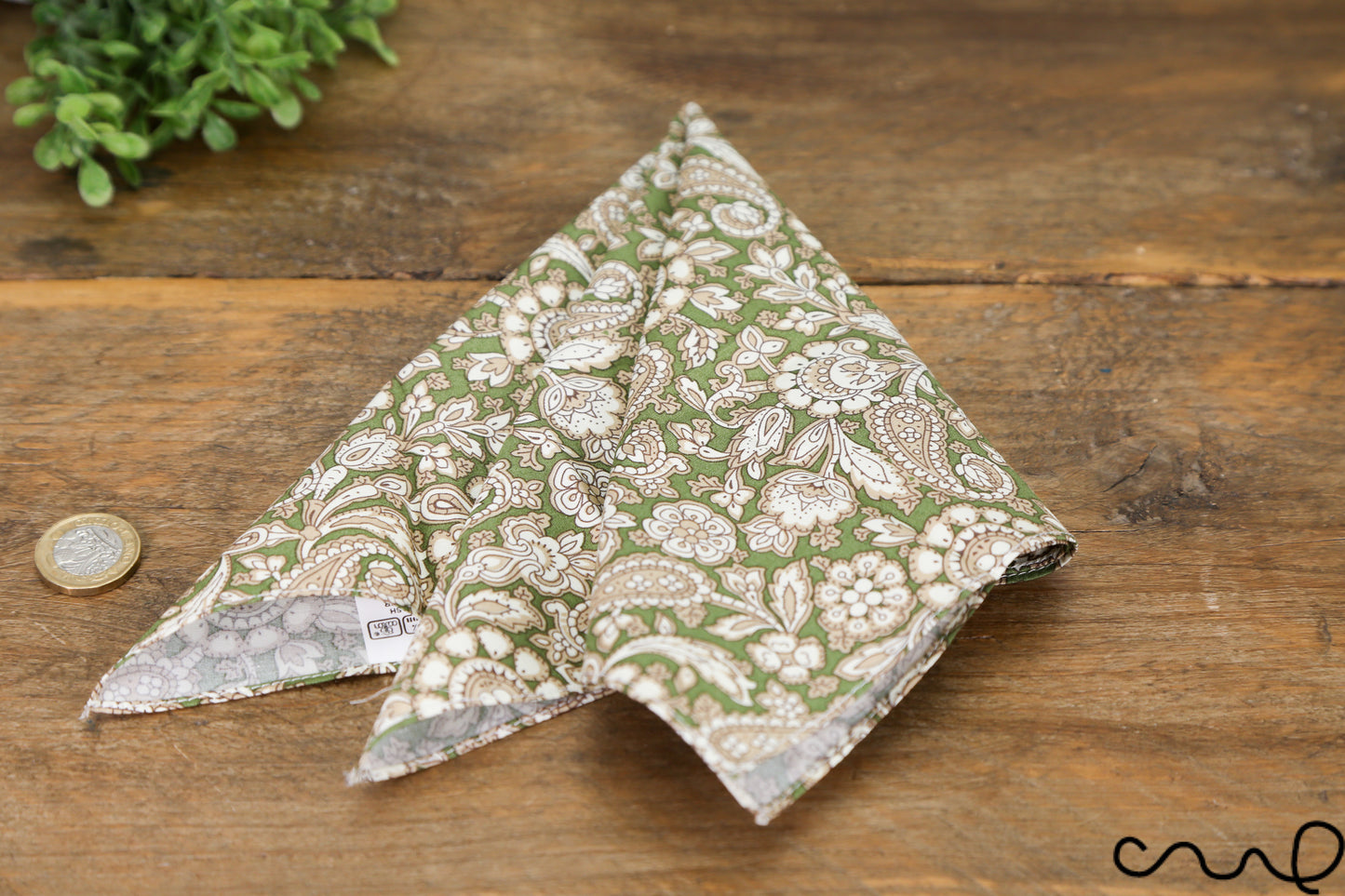 Handmade Mens Cotton Pocket Square Handkerchief Paisley Khaki Wedding Gift AAA