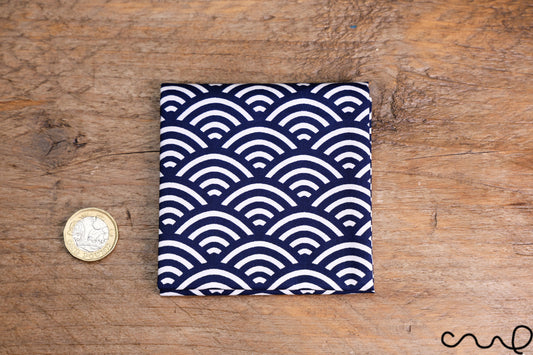 Handmade Navy & White Cotton Pocket Square Handkerchief Japanese Geometric AAD