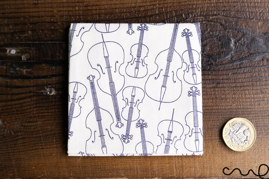 Handmade Unisex Cotton Pocket Square Handkerchief White Violin Wedding Gift AD