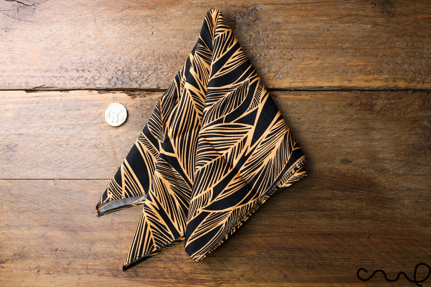 Handmade 100% Cotton Unisex Pocket Square Handkerchief AK Black Orange Feather
