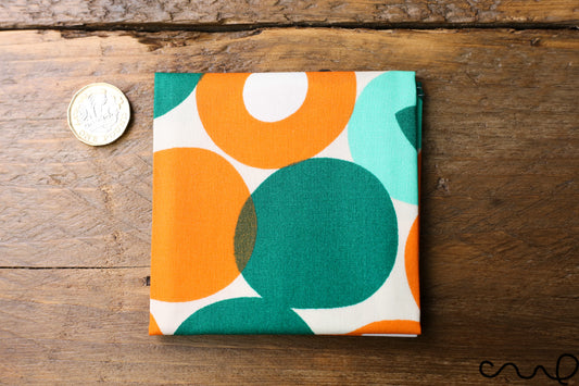 Handmade 100% Cotton Unisex Orange Green Circle Geometric Pocket Square Handkerchief AM