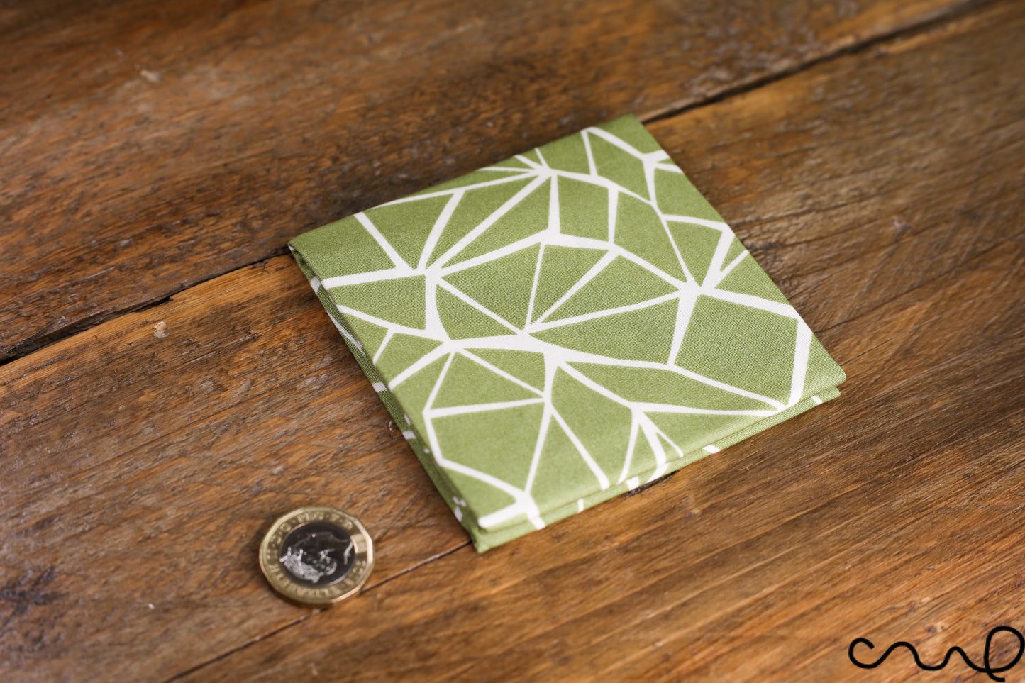 Handmade Green Geometric Cotton Pocket Square Handkerchief Wedding Mens Gift AQ